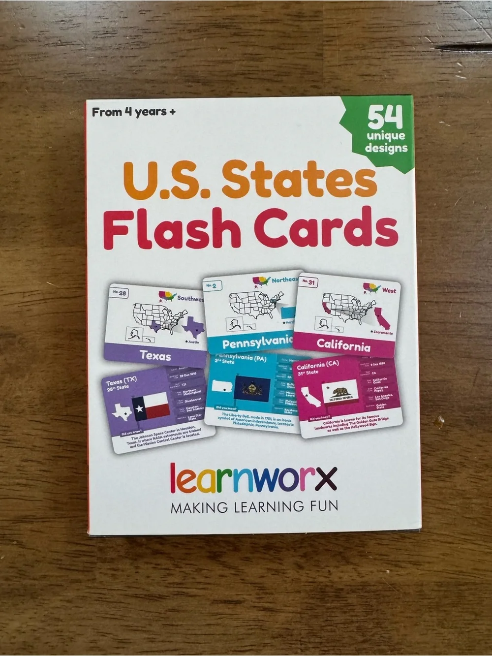 Learnworx U.S. States & Capitals Flash Cards – 54 Cards